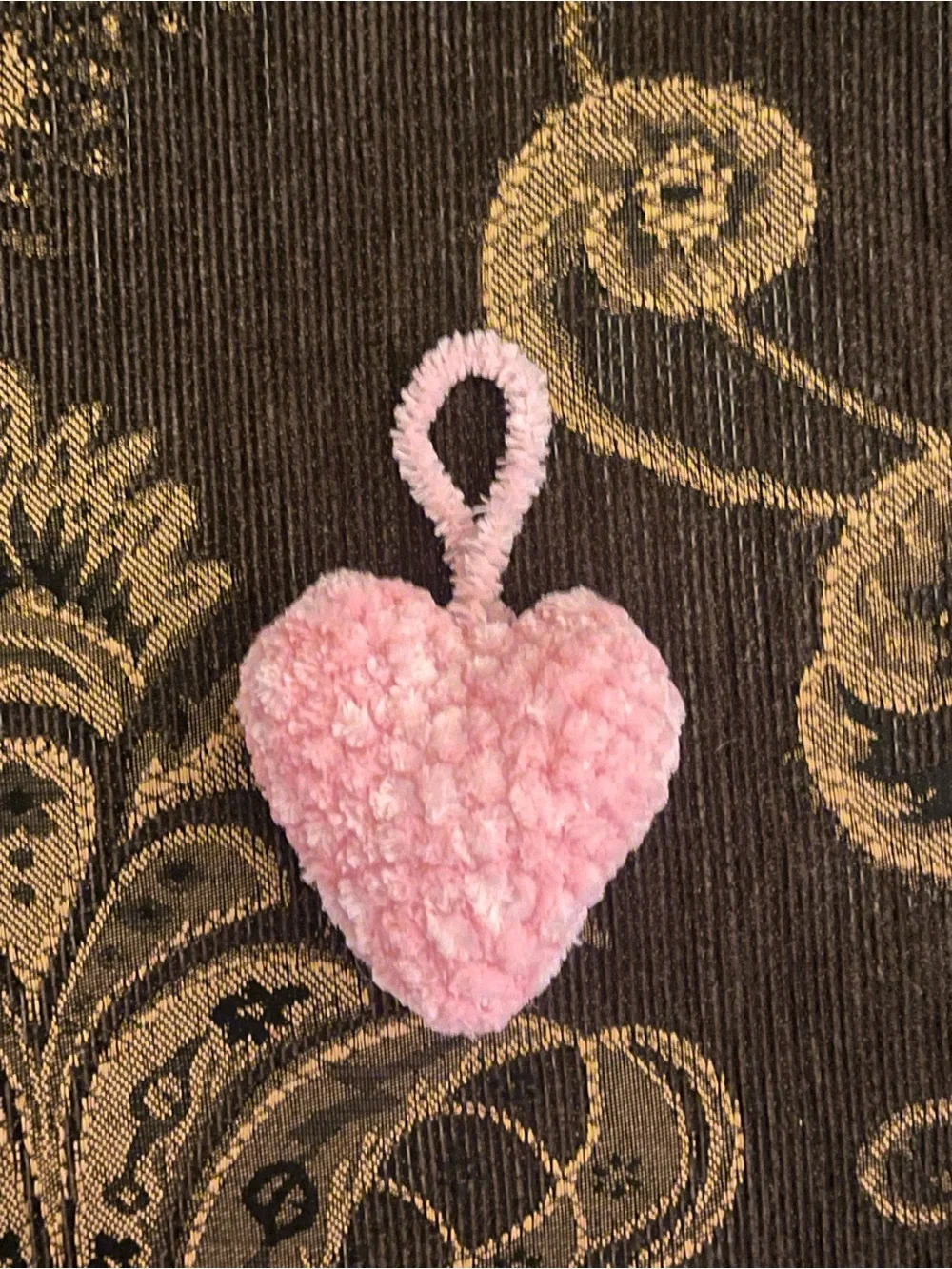 Handmade Plush Pink Heart Christmas Tree Ornament Charm